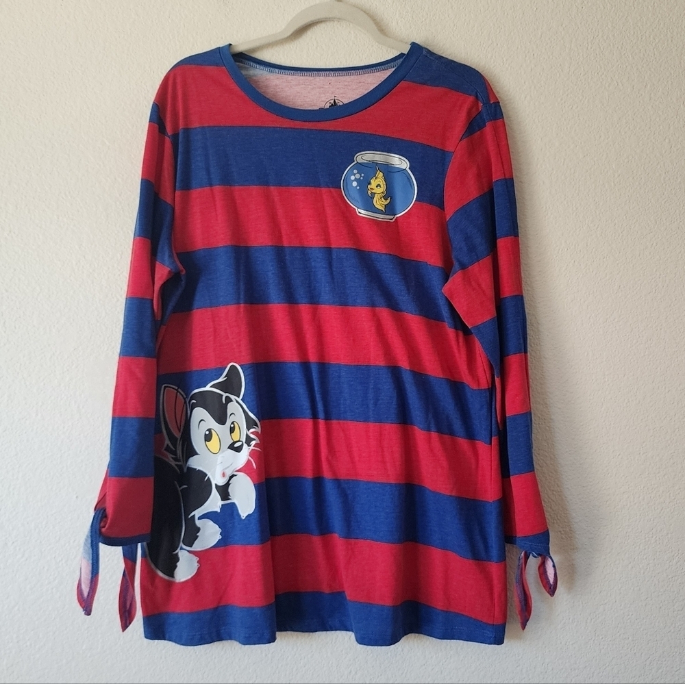 Disney Parks Figaro & Cleo Tie Sleeve Shirt XL